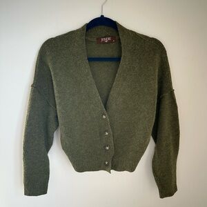 JONDIE green cardigan sweater with buttons and long sleeves. Super cozy. Small